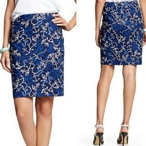 Banana Republic Blue Port Anchor Pencil Skirt - 6